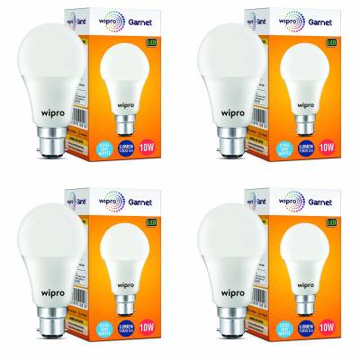 Latest Deal On Wipro Garnet Base B22 10-Watt LED Bulb (Pack of 4) - Dealsified