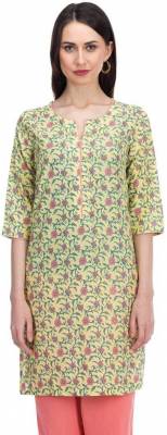 Latest Deal On Biba Women Printed Pure Cotton Straight Kurta - Dealsified