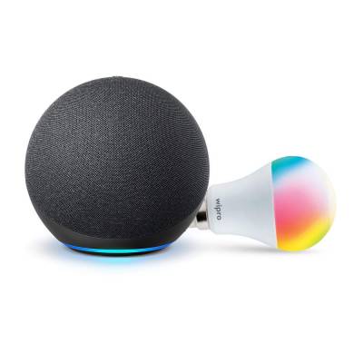 Latest Deal On Echo (4th Gen, Black) Combo with Wipro 9W Smart LED color bulb - Dealsified