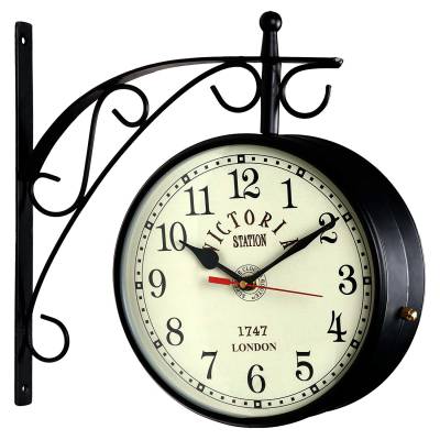 Latest Deal On Metal Railway Wall Clock Two Sided Antique Victoria Clock (Clock - 8 Inch) - Dealsified