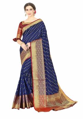 Latest Deal On Women's Banarasi Cotton Silk Saree With Un-stitched Blouse - Dealsified