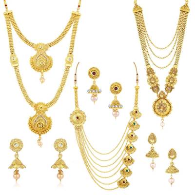 Sukkhi Ethnic Gold Plated Kundan Multi-String Set of 3 Necklace Combo for Women Latest Deal On Sukkhi Ethnic Gold Plated Kundan Multi-String Set of 3 Necklace Combo for Women - Dealsified