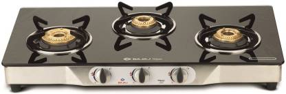 Latest Deal On BAJAJ Majesty CGX3 Eco Glass, Stainless Steel Manual Gas Stove (3 Burners) - Dealsified
