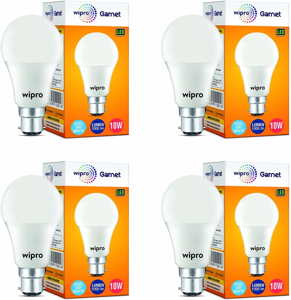 Latest Deal On Wipro Garnet Base B22 10-Watt LED Bulb (Pack of 4) - Dealsified