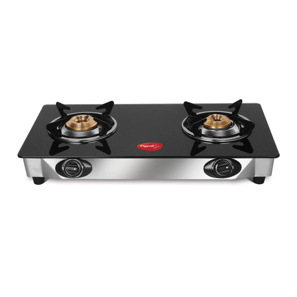 Latest Deal On Pigeon by Stovekraft Favourite Glass Top 2 Burner Gas Stove - Dealsified