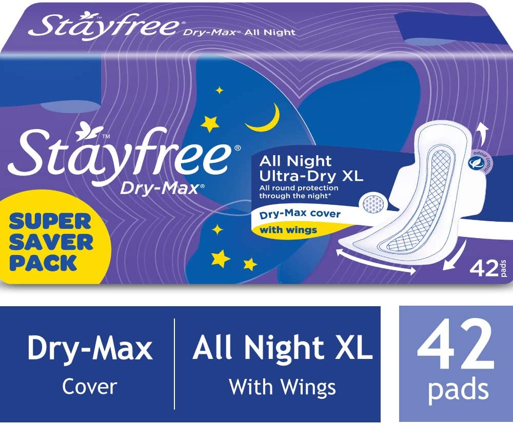 Latest Deal On Stayfree Dry Max All Night XL Dry Cover Sanitary Pads - 42 pieces - Dealsified