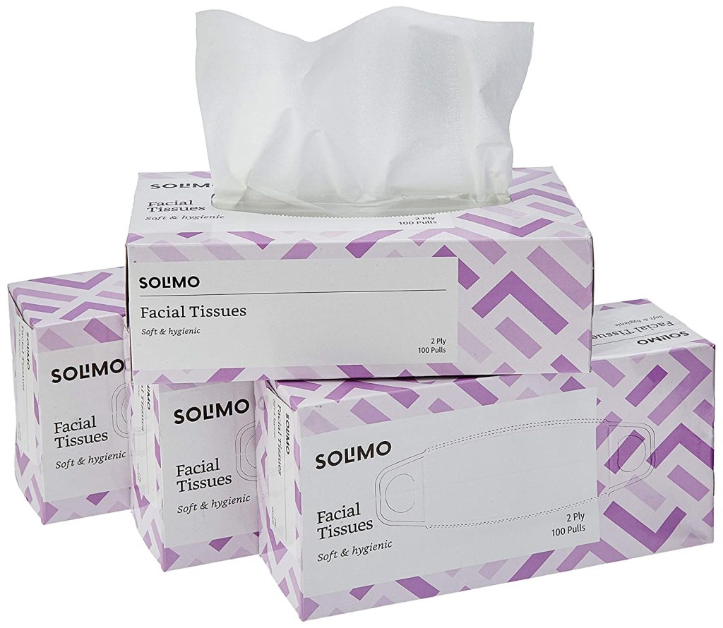 Latest Deal On Amazon Brand - Solimo 2 Ply Facial Tissues Carton Box - 100 Pulls (Pack of 4) - Dealsified