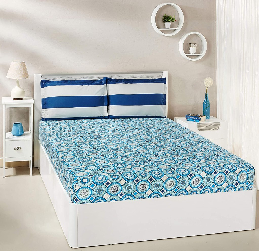 Latest Deal On Amazon Brand - Solimo Bubble Bounty 144 TC 100% Cotton Double Bedsheet - Dealsified