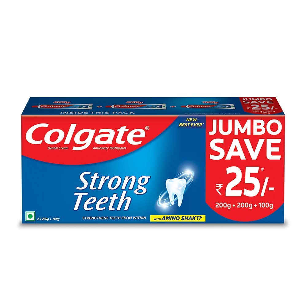 Latest Deal On Colgate Strong Teeth Toothpaste with Amino Shakti - 500gm Saver Pack - Dealsified