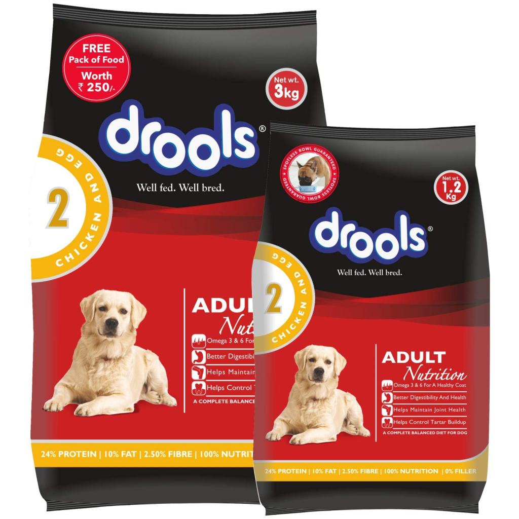 Latest Deal On Drools Chicken and Egg Adult Dog Food, 3 kg with Free 1.2 kg - Dealsified