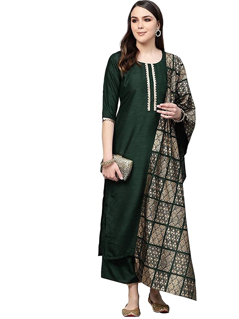 Latest Deal On GoSriKi Women's Kurta and Palazzos & Dupatta - Dealsified