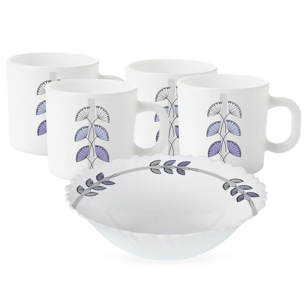Latest Deal On Larah by Borosil Floret Opalware Snacks Set, 5-Pieces - Dealsified