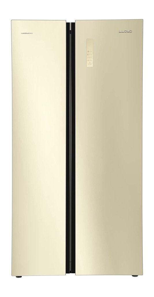 Lloyd 587 L Inverter Frost Free Side By Side Refrigerator (GLSF590DGLT1LB, Gold Glass) Latest Deal On Lloyd 587 L Inverter Frost Free Side By Side Refrigerator (GLSF590DGLT1LB, Gold Glass) - Dealsified