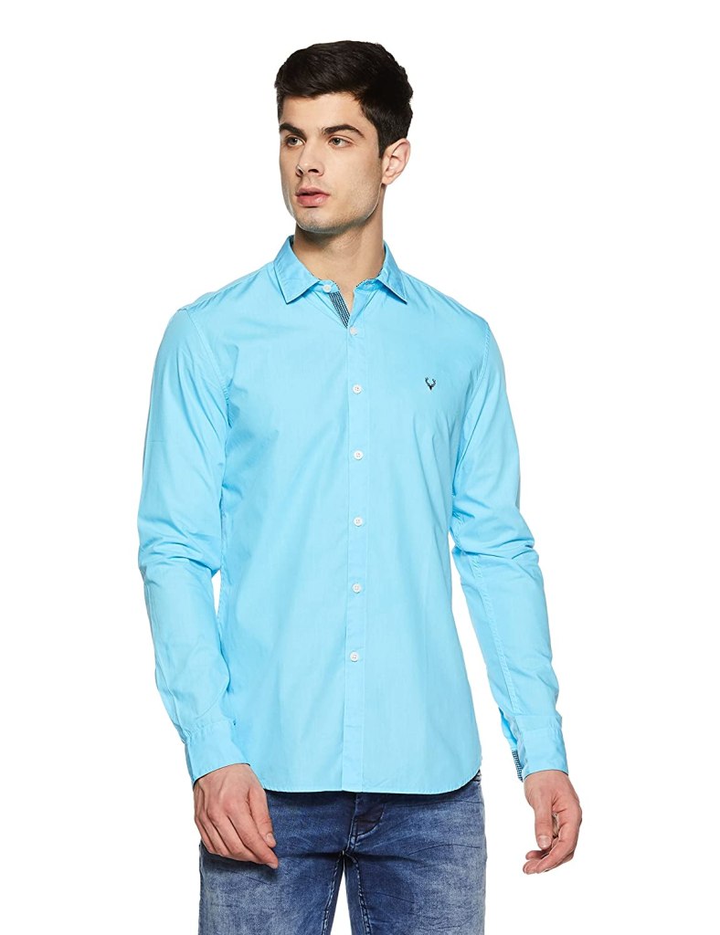 Latest Deal On Allen Solly Men's Plain Slim Fit Casual Shirt - Dealsified