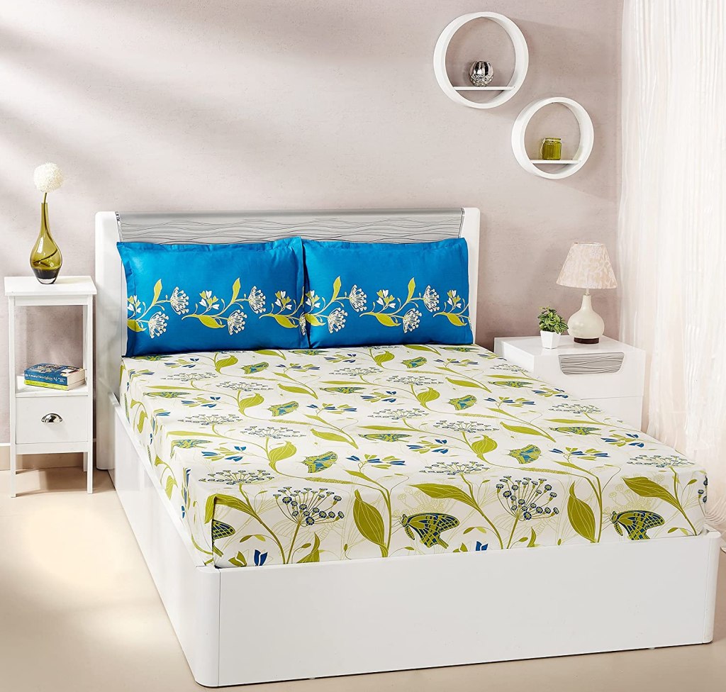 Latest Deal On Amazon Brand - Solimo Lily Bloom 144 TC 100% Cotton Double Bedsheet - Dealsified
