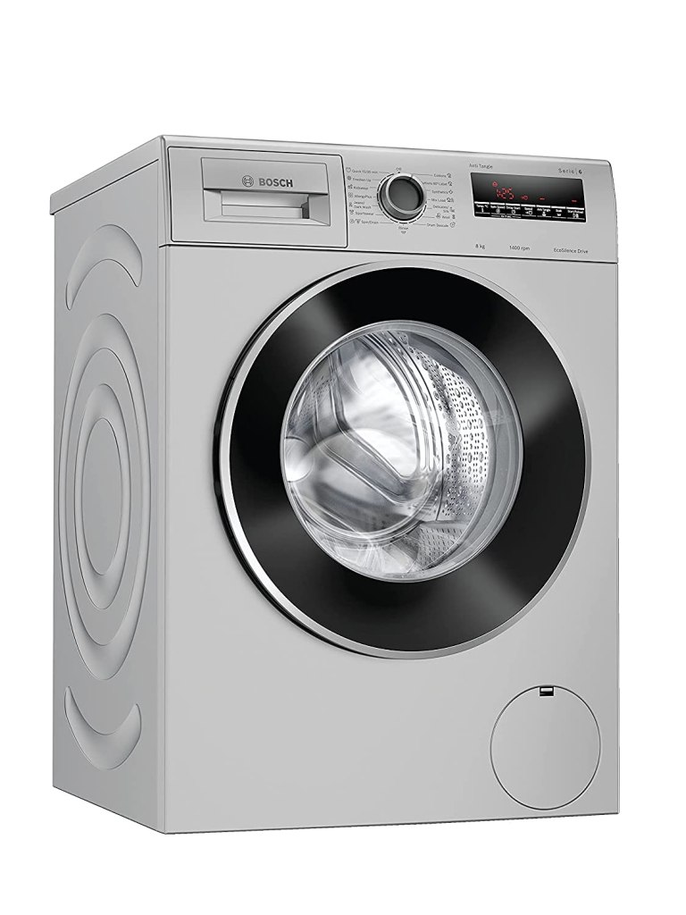 Latest Deal On Bosch 8 kg 5 Star 1400RPM INVERTER TOUCH CONTROL Fully Automatic Front Load with Heater Silver (WAJ28262IN) - Dealsified