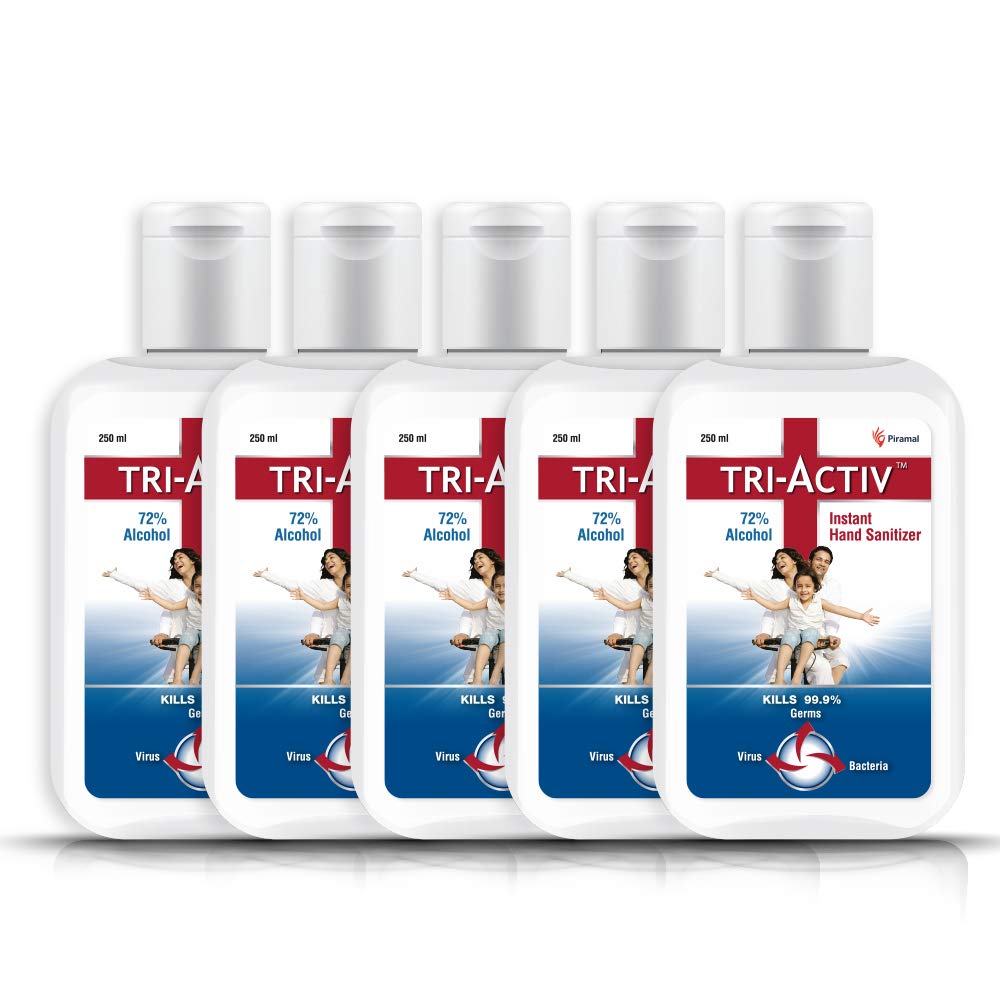 Latest Deal On Tri-Activ 72% Alcohol Based Instant Hand Sanitizer – (250 ml)- Pack of 5 - Dealsified