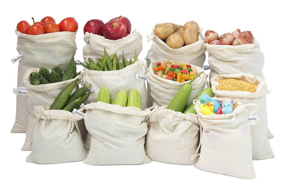 Latest Deal On Beddify 100% Cotton Set of 12 Reusable Fridge Storage Bags - Dealsified