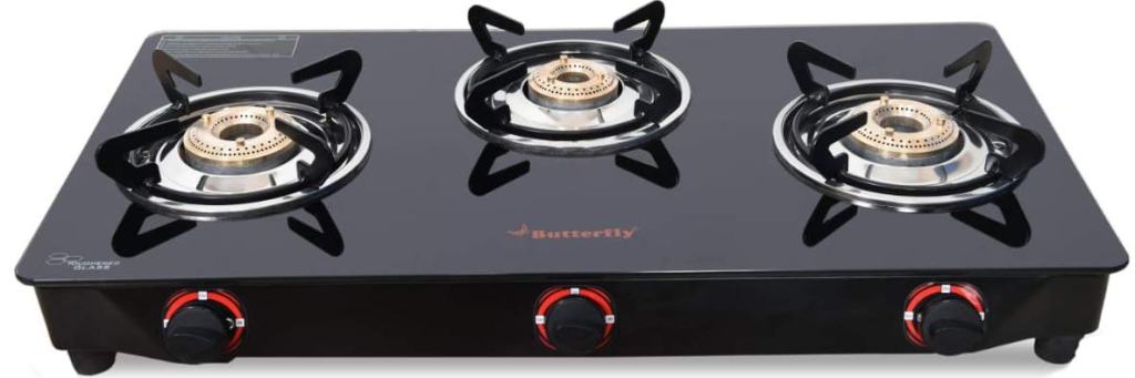 Latest Deal On Butterfly Smart Glass 3 Burner Gas Stove - Dealsified