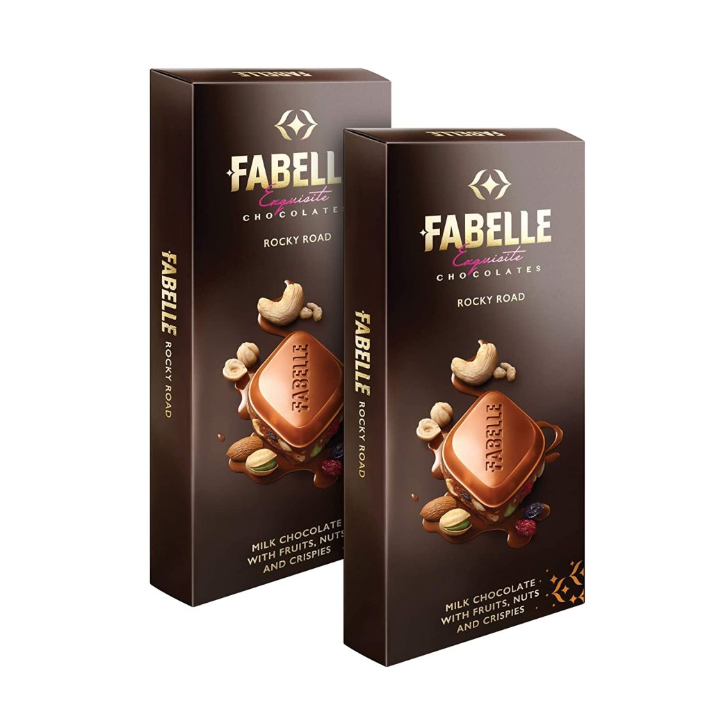 Latest Deal On Fabelle Rocky Road, Luxury Milk Chocolate Bar with Fruit, Nuts and Crispies, 120g (Pack of 2) - Dealsified