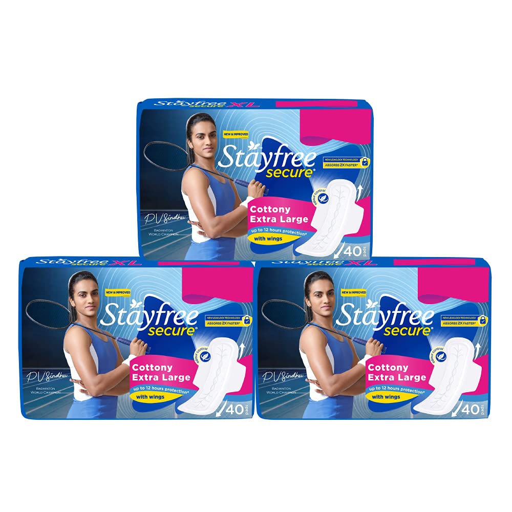 Latest Deal On Stayfree Secure X-Large Cottony Sanitary Pads for Women, 40s x 3 (Pack of 120) - Dealsified