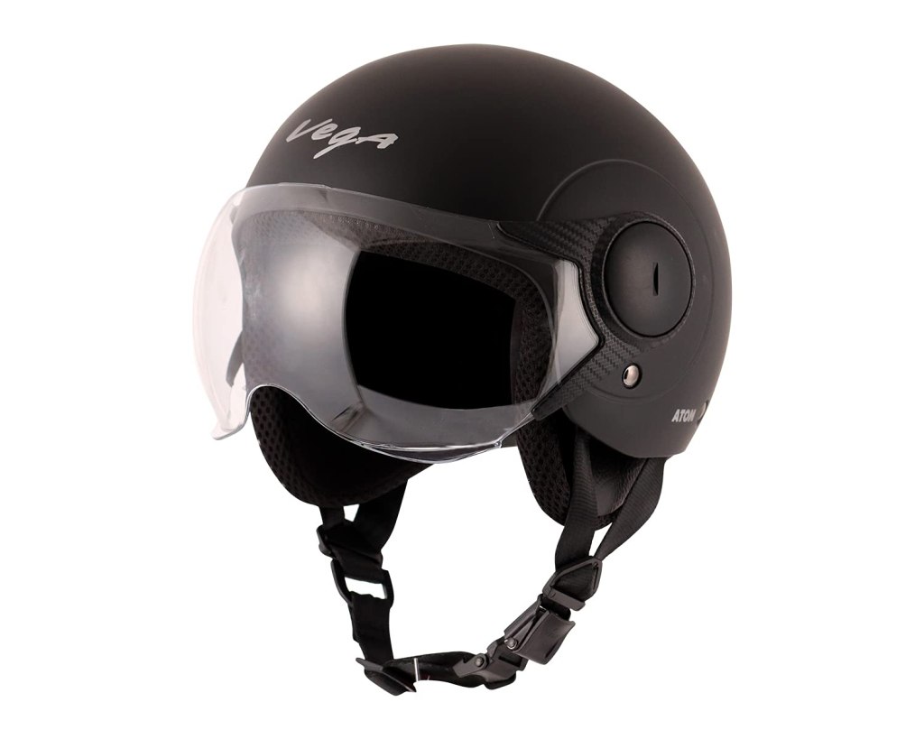 Latest Deal On Vega Atom ABS Material Dull Black Helmet for Women (M) - Dealsified