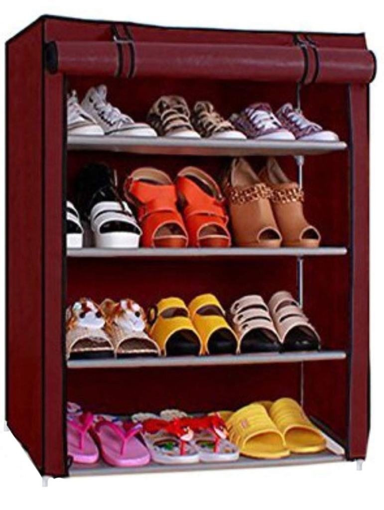 Ebee 4 Shelves Shoe Cabinet (Maroon) Latest Deal On Ebee 4 Shelves Shoe Cabinet (Maroon) - Dealsified