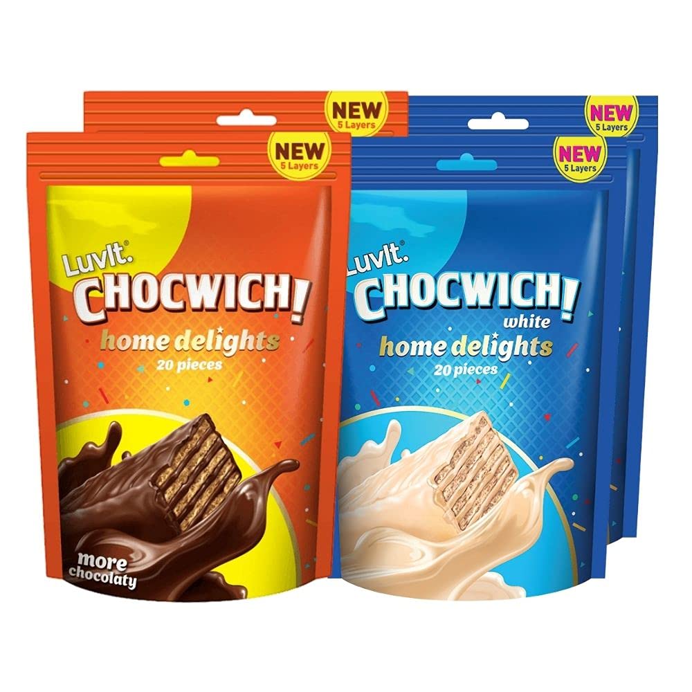 Latest Deal On LuvIt Chocwich & Chocwich White Home Delights Wafer Chocolates - Pack of 4 - Dealsified