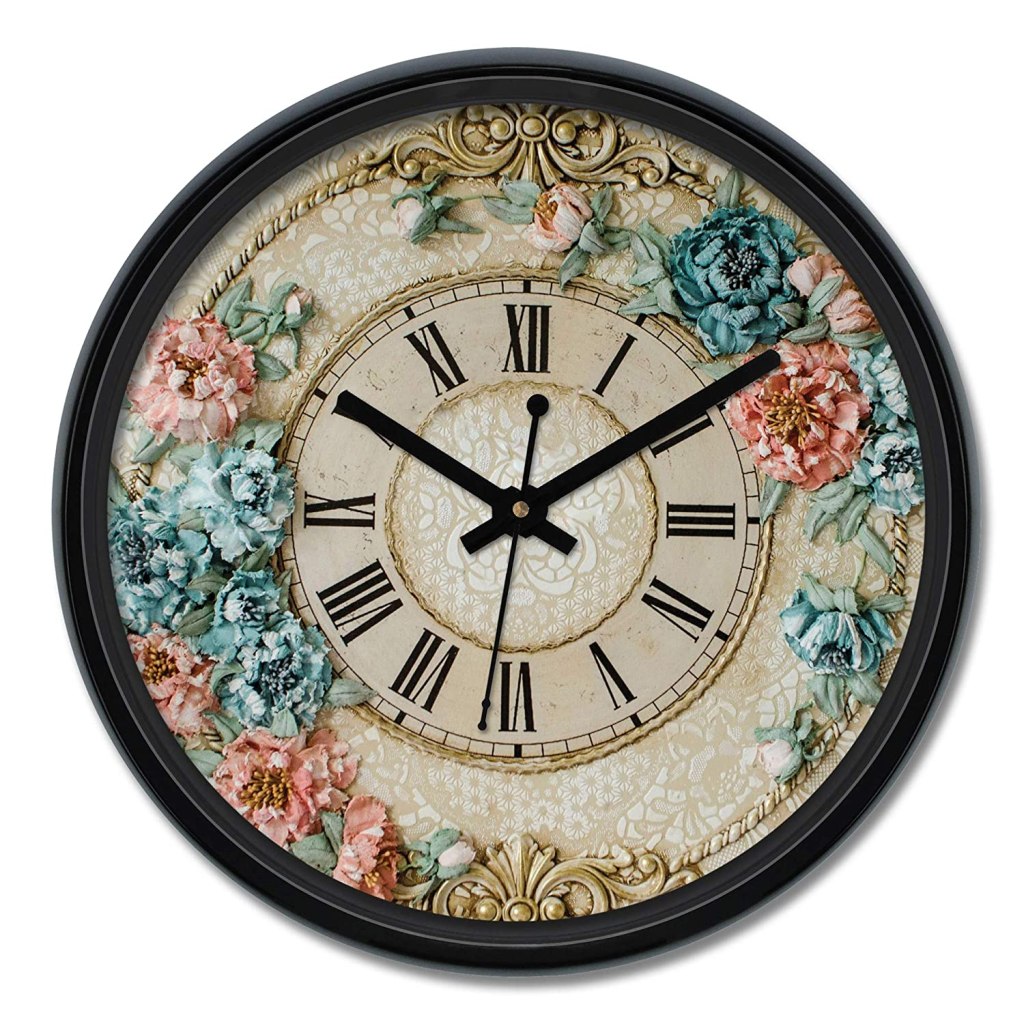 Latest Deal On Amazon Brand - Solimo 12-inch Plastic & Glass Victorian Bliss Wall Clock - Dealsified