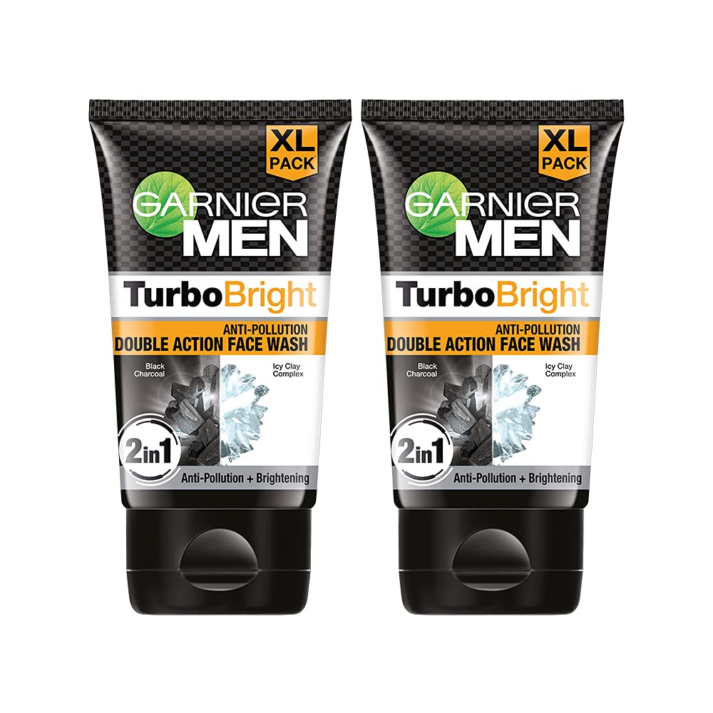 Latest Deal On Garnier Men Turbo Bright Facewash - Charcoal Skin Brightening Facewash, 150gm (Pack of 2) - Dealsified