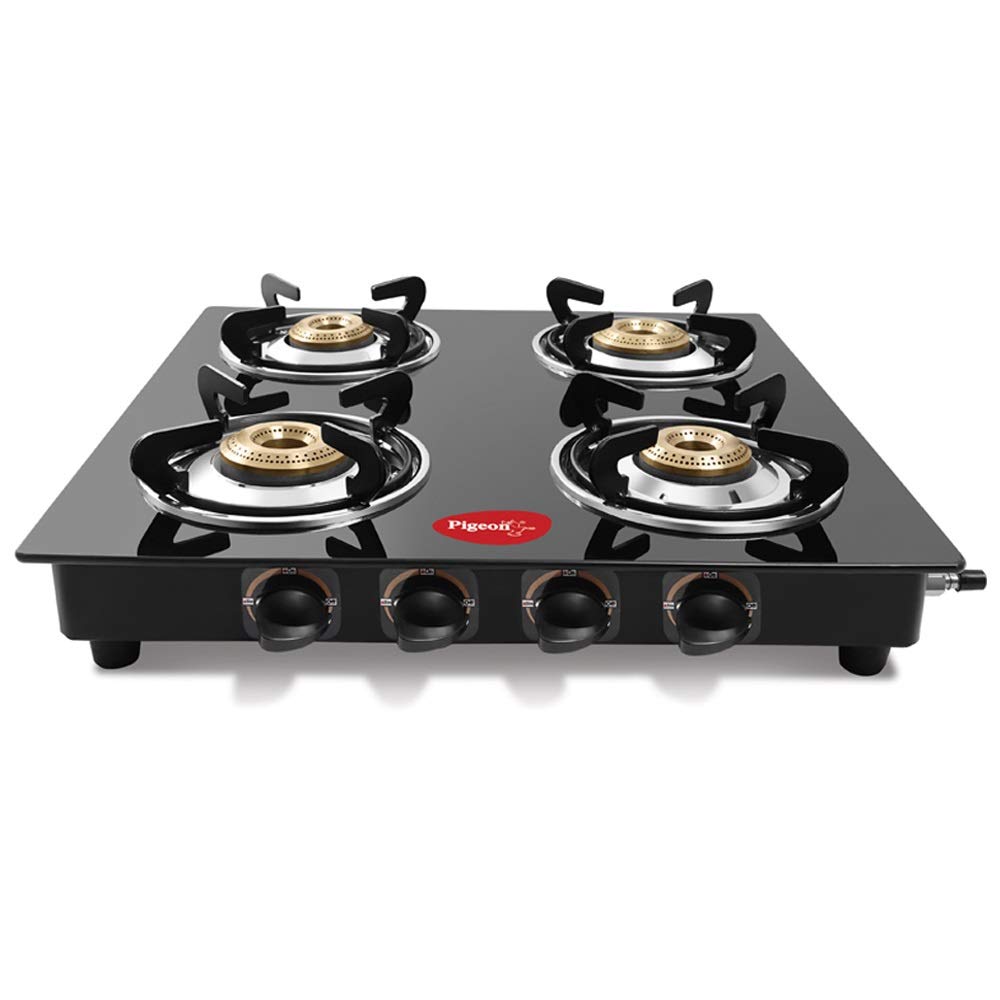 Latest Deal On Pigeon by Stovekraft Aster 4 High Powered Brass Burner Gas Stove - Dealsified