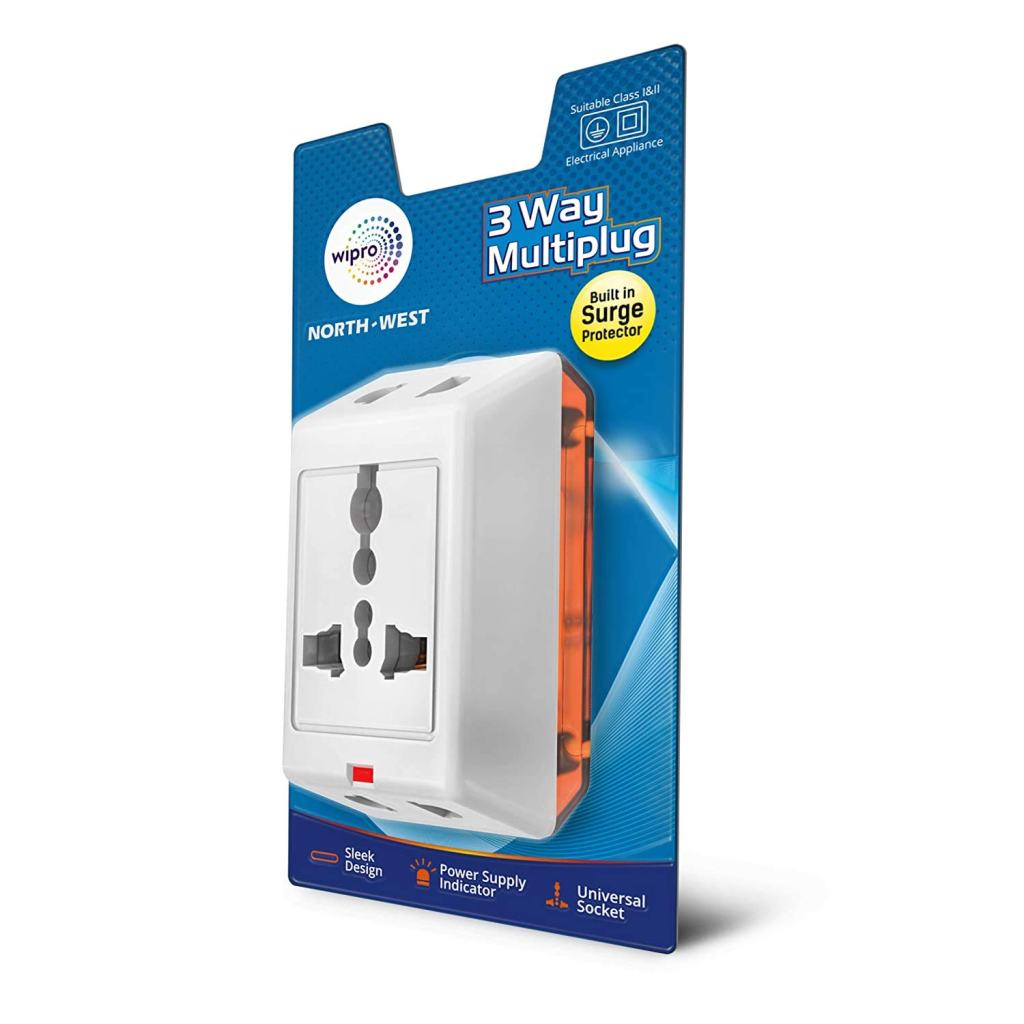 Latest Deal On Wipro 3 way multiplug with built in Surge Protector - Dealsified