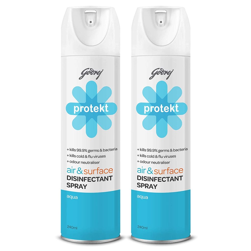 Latest Deal On Godrej Protekt Disinfectant Sanitizer Spray - Alcohol-Based, 99.9% Germ Protection - 240ml each (Pack of 2), - Dealsified