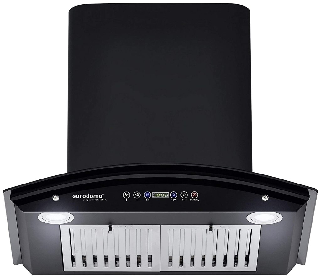Latest Deal On Eurodomo 60 cm 1200 m³/hr Auto-Clean curved glass Kitchen Chimney - Dealsified