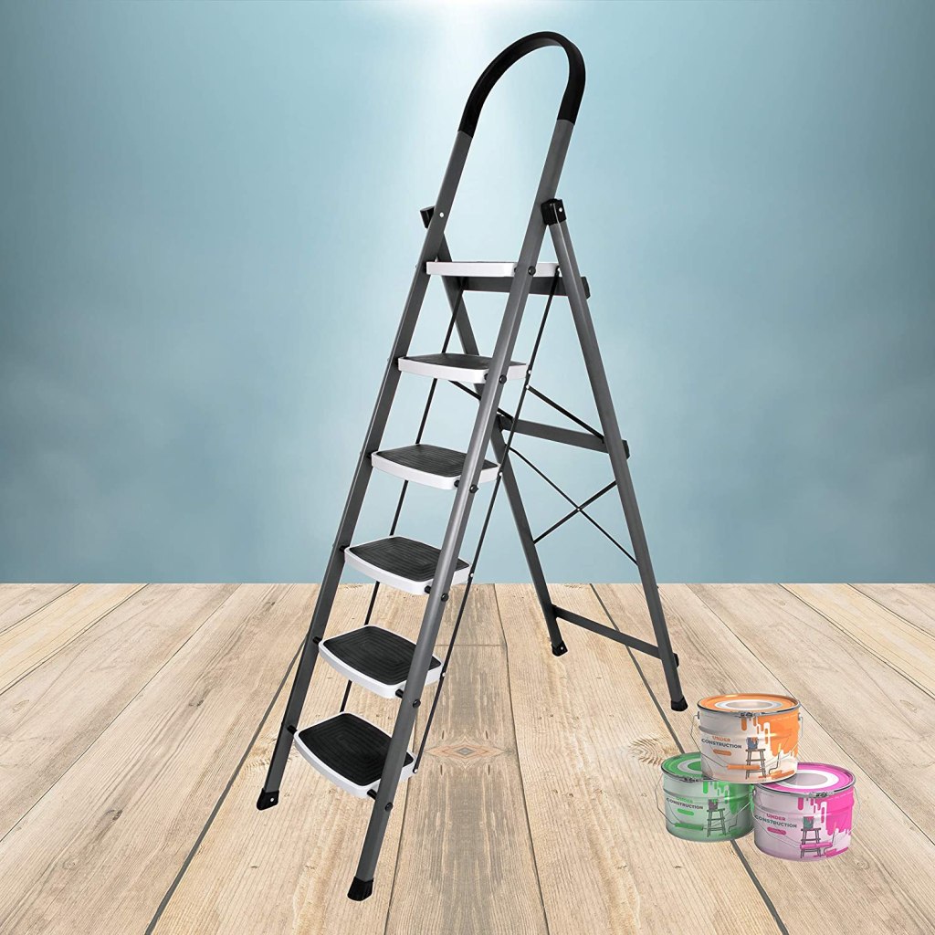 Latest Deal On Plantex High Grade Heavy Steel Folding 6 Step Ladder - Dealsified