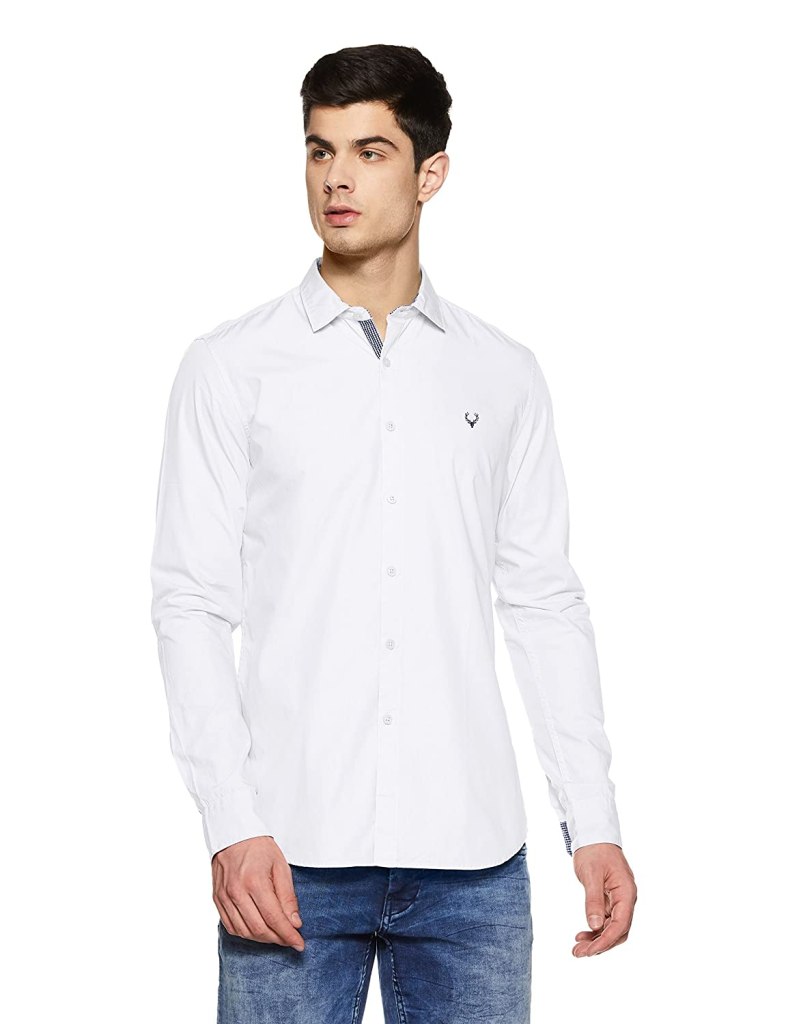 Latest Deal On Allen Solly Men's Plain Slim Fit Casual Shirt - Dealsified