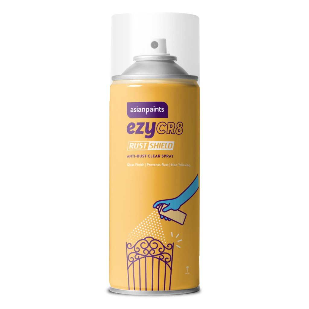 Latest Deal On Asian Paints ezyCR8 RustShield - DIY Aerosol Clear Spray for Rust Protection,Glossy Finish,Clear - 400 ml - Dealsified