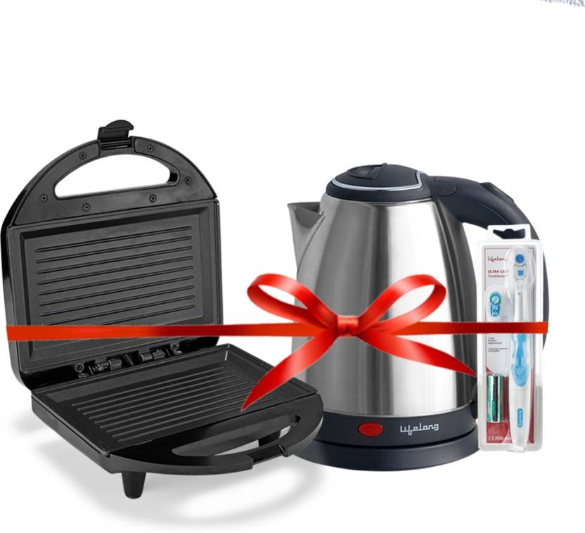 Latest Deal On Lifelong Electrified Morning Kit - Electric Kettle (1.5L), Sandwich Maker (750 W) and Electric Toothbrush Super Combo - Dealsified