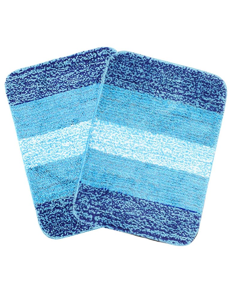 Latest Deal On Saral Home Microfiber Striped Anti-Skid Set of 2 Bathmats - Dealsified
