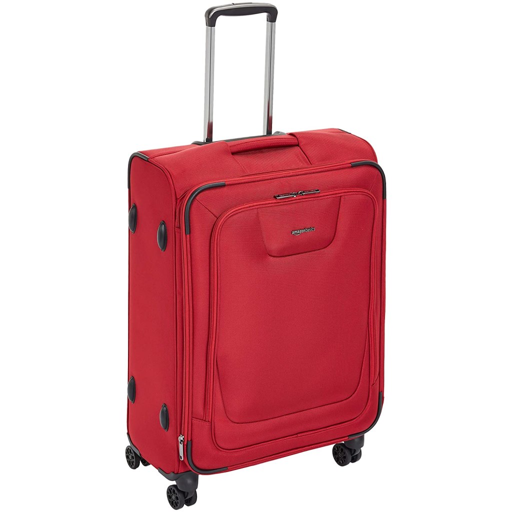 Latest Deal On AmazonBasics Expandable Softside Spinner Luggage Suitcase With TSA Lock And Wheels - 25 Inch, Red - Dealsified
