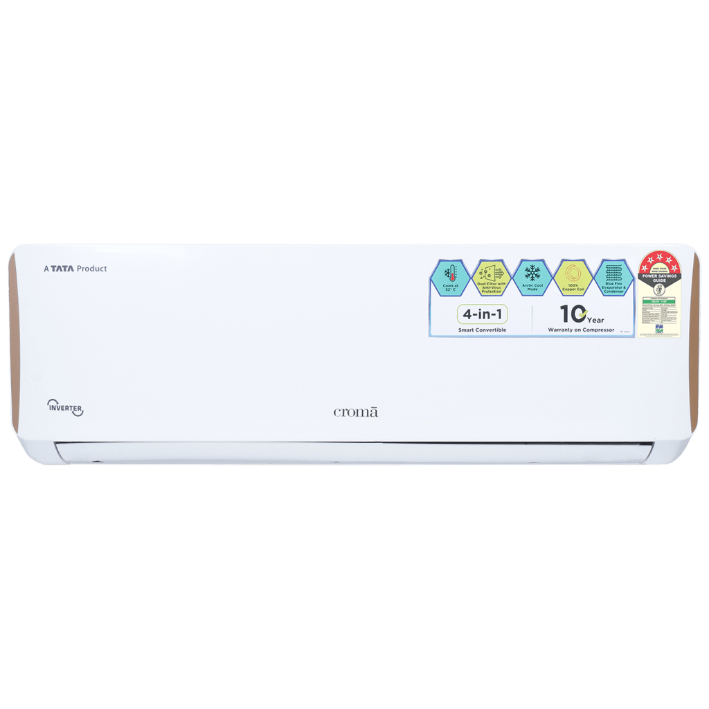 Latest Deal On Croma 4 in 1 Convertible 1.5 Ton 5 Star Inverter Split AC (2023 Model, Copper Condenser) - Dealsified