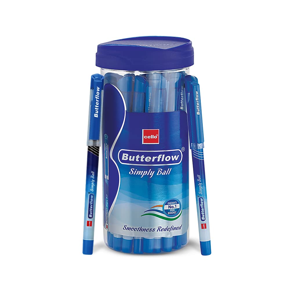 Latest Deal On Cello Butterflow Simply Ball Pen - Pack of 20 Blue and 5 Black pens - Dealsified