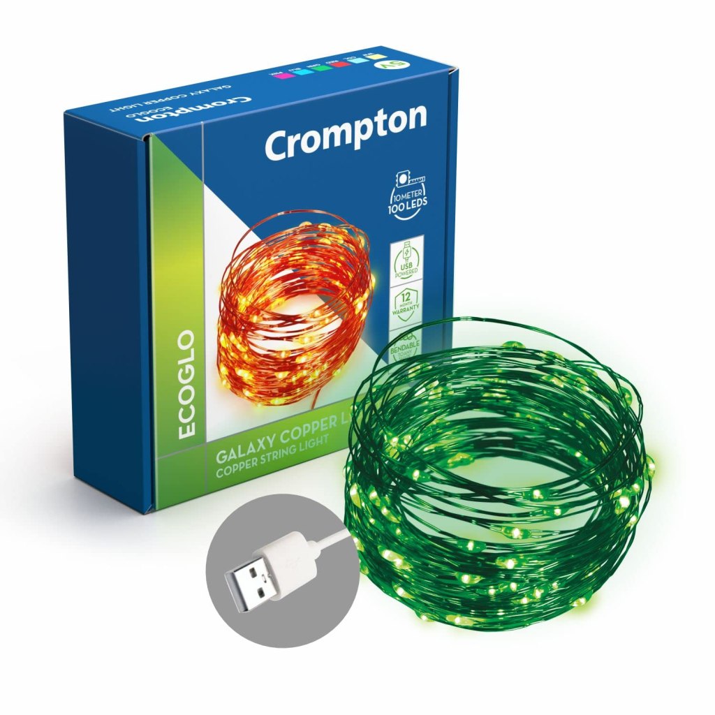 Latest Deal On Crompton Galaxy Decoration Copper USB Powered String Fairy Lights with 100 Led Light (10 Meters) - Dealsified