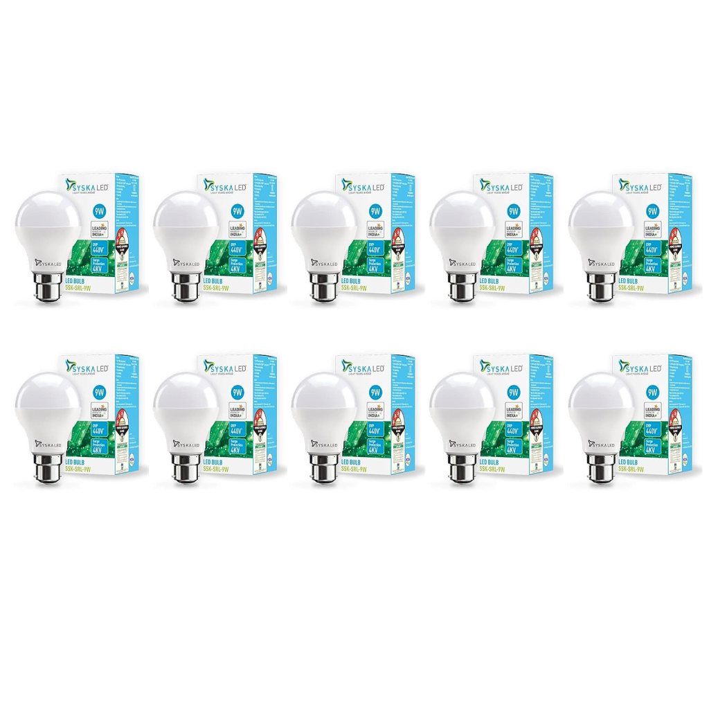 Latest Deal On SYSKA Ssk-Srl Base B22D 9-Watt Led Bulb (Pack Of 10) - Dealsified