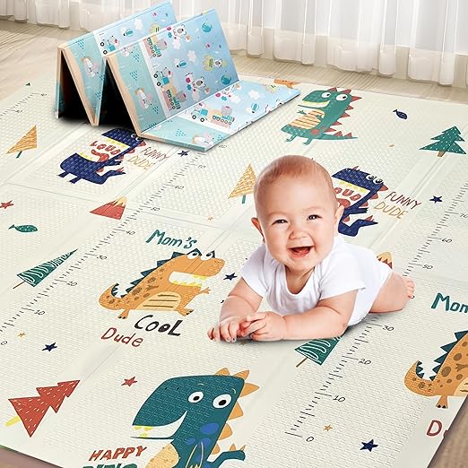 Latest Deal On Liltoes Speedy Saurus Double Sided Water Proof Baby Play Mat - Dealsified