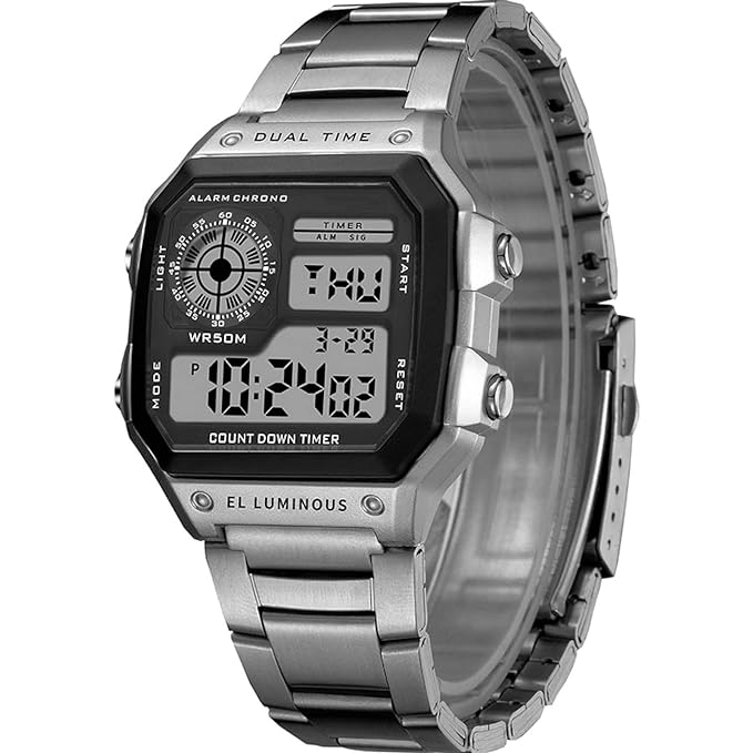 Shocknshop Digital Sports Square Black Dial Stainless Steel Strap Unisex Watch Latest Deal On Shocknshop Digital Sports Square Black Dial Stainless Steel Strap Unisex Watch - Dealsified