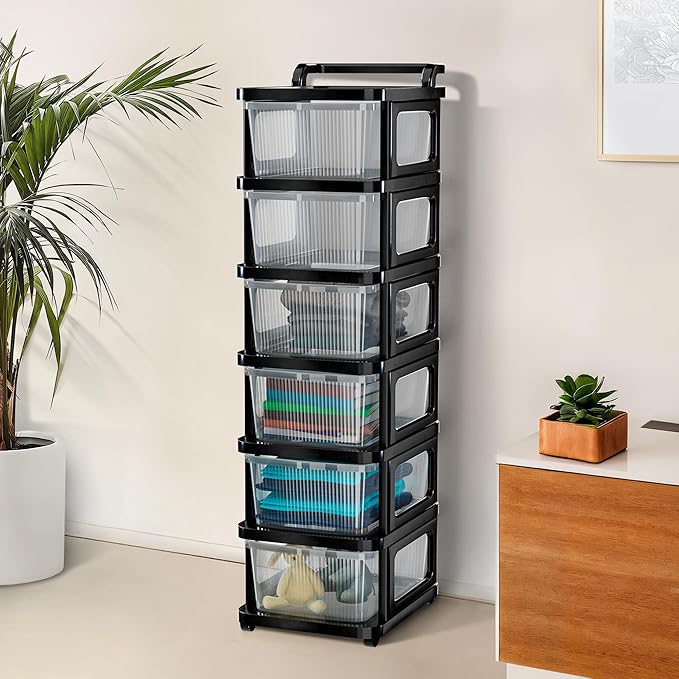 Latest Deal On Kuber Industries 6 Layer Heavy Duty Plastic Storage Drawer with Wheels - Dealsified