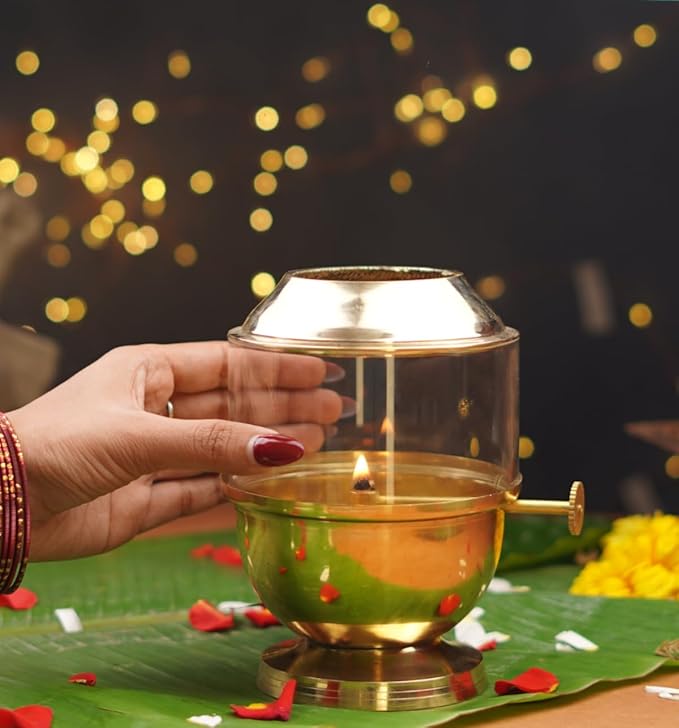 Latest Deal On ServDharm Brass Akhand Diya for Puja with Adjustable Bati - Dealsified