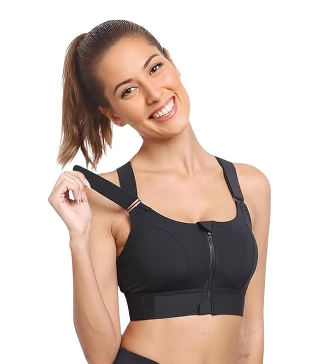 Latest Deal On GLAMORAS Women Polyester Spandex High Impact Front Zip Sports Bra - Dealsified