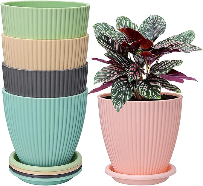 Latest Deal On INKULTURE Plastic Round Flower Pot with Tray - Dealsified